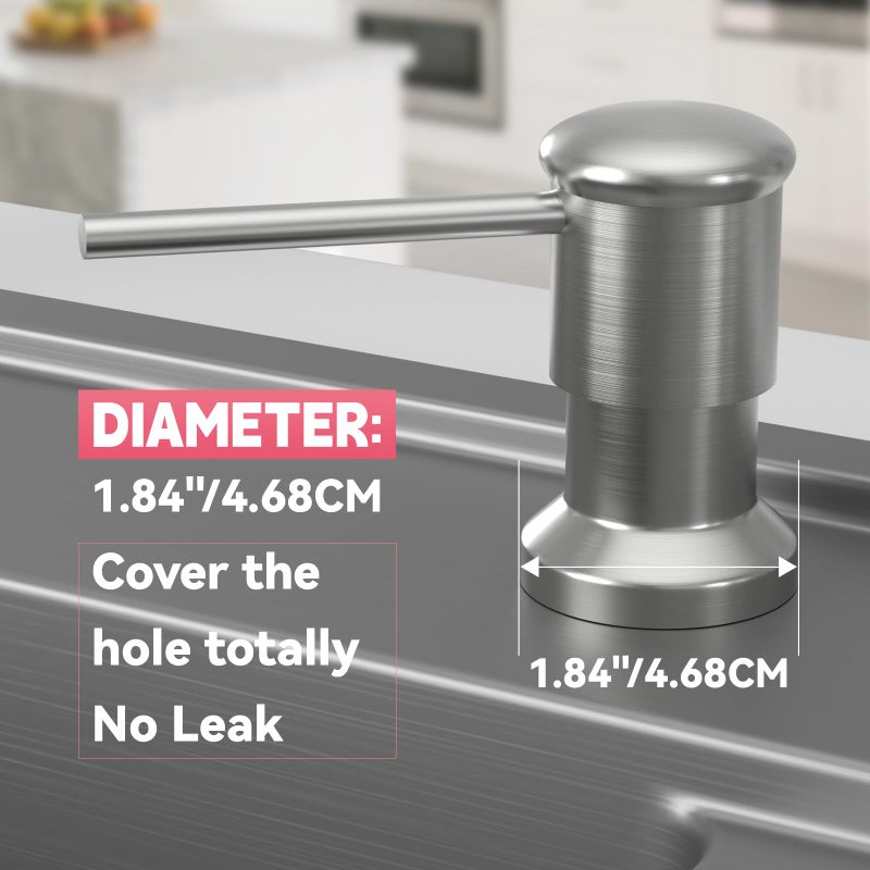 OHiHi Sink Soap Dispenser, OHiHi Kitchen Sink Soap Dispenser with 47" Extension Tube, Wide Pump Head Base, No Water Leaking, No Need to Fill The Little Bottle Again, Brushed Nickel - Image 2